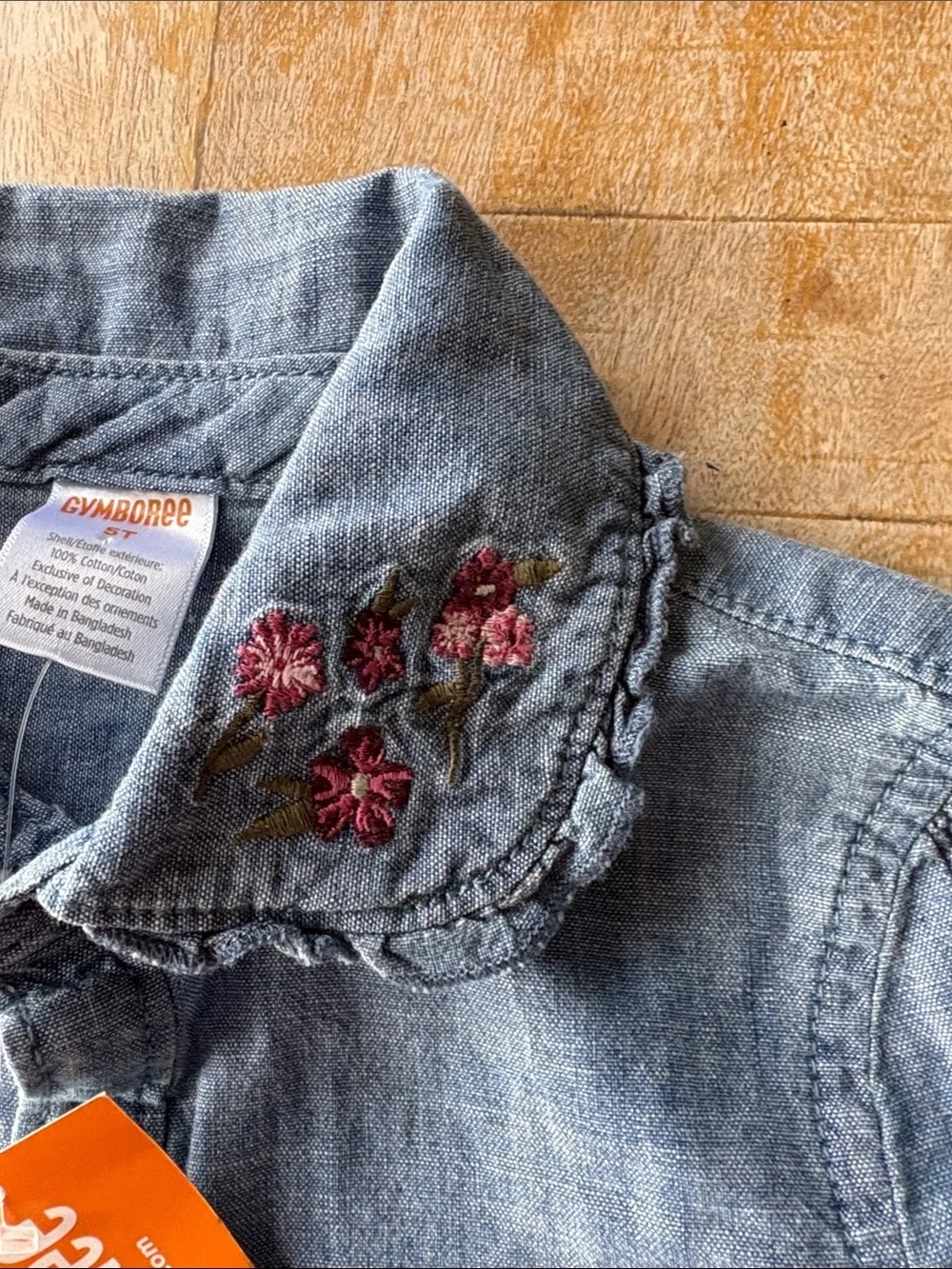 NWT Gymboree Girls Denim Dress with Floral Collar 5t